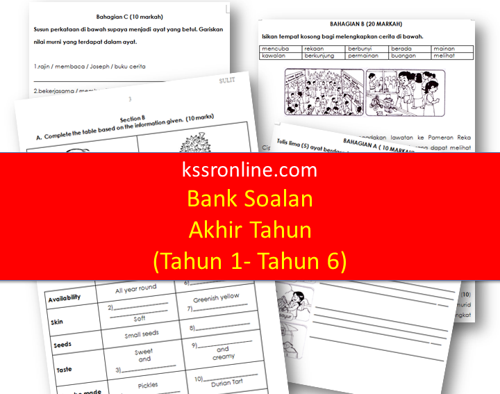 Kssronline Net Kssr Dskp Upsr Linus Bank Soalan Peperiksaan Akhir Tahun 1 Hingga Tahun 6