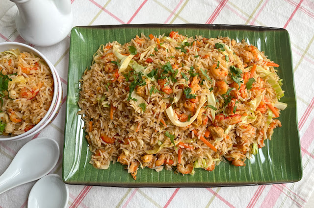 Food Lust People Love: An easy one pot meal, this spicy crawfish fried rice includes carrots and cabbage and is seasoned with garlic, ginger and chili peppers. It’s an ideal way to turn leftover rice into a tasty new delight.