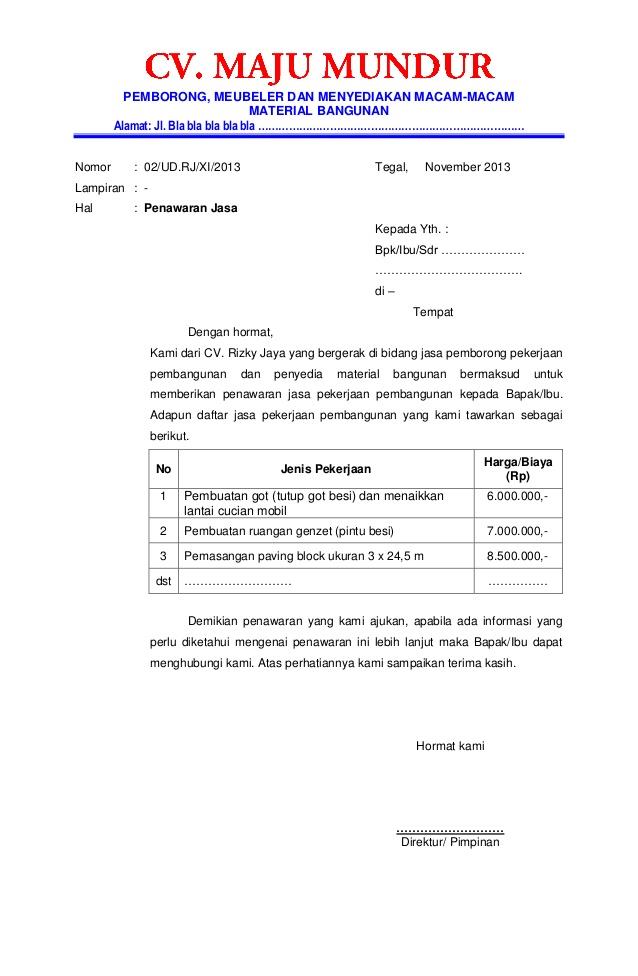 Contoh Surat Penawaran Barang atau Produk untuk Swasta dan Pemerintahan atau Kantor - contohsuratmu.com