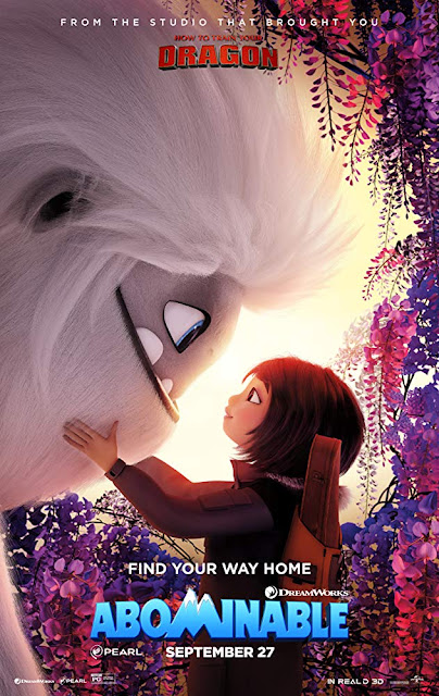 Movie poster for Dreamworks Animation's 2019 film Abominable, starring Chloe Bennet, Albert Tsai, Tenzing Norgay Trainor, Eddie Izzard, Sarah Paulson, Tsai Chin, Michelle Wong, and James Hong