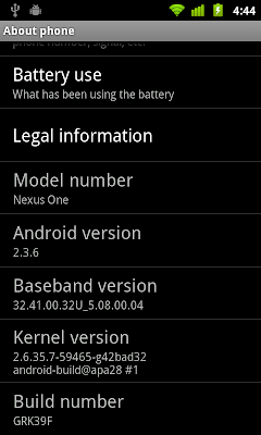 Nexus One run Gingerbread 2.3.6