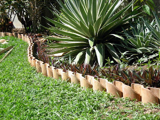 clay tile garden bed edging