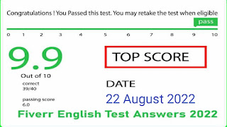 Fiverr English Basic Skills Test Answers August 2022
