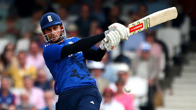 English Cricketer Alex Hales Batting Behind Kumar Sangakkara 