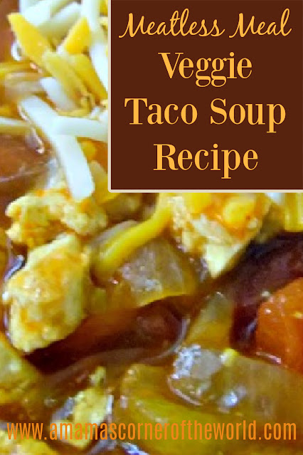 Pinnable image for a vegetarian taco soup recipe