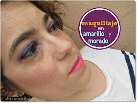 Maquillaje en amarillo y morado