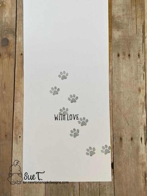 Cat sympathy card by Sue Trembeth | Cat Silhouettes Die Set, Retro Sun & Palms Stencil Set, Tumbling Hearts Stencil, and Heart Frames Die Set by Newton's Nook Designs #newtonsnook #handmade