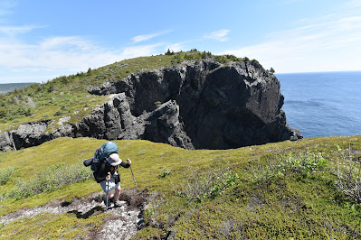 Sonya Richmond climbing East Coast Trail Newfoundland.