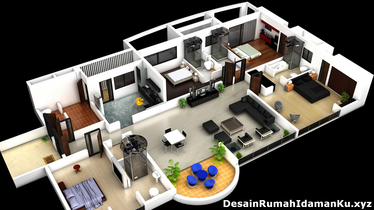 20 Contoh Desain Dan Denah Rumah 4 Kamar 3D BeliRumahMinimalisCom