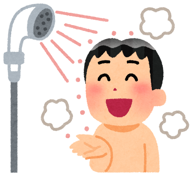 温かいシャワーを浴びる人のイラスト かわいいフリー素材集 いらすとや