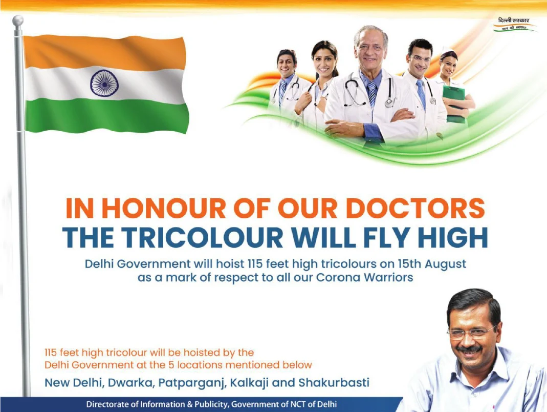 #15 Delhi Govt. in honour of our doctors the tricolour will fly high