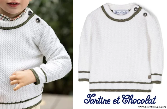 Prince Francois and Prince Charles wore Tartine Et Chocolat crew-neck knit jumper