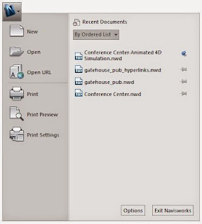 Navisworks aplication menu