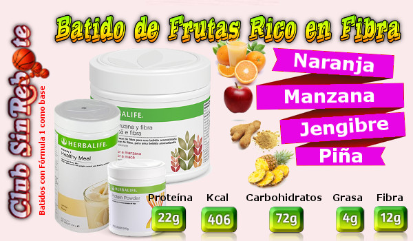 imagen de portada en mi Blog - Recetario de Batidos Herbalife con los Ingredientes del Batido de Frutas Rico en Fibra de Naranja, Manzana, Jengibre y Piña