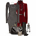 Gray Dress, Red Coat, Bag, Shoes...