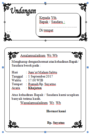 Contoh Surat Undangan Nonformal Bentang Bahasa