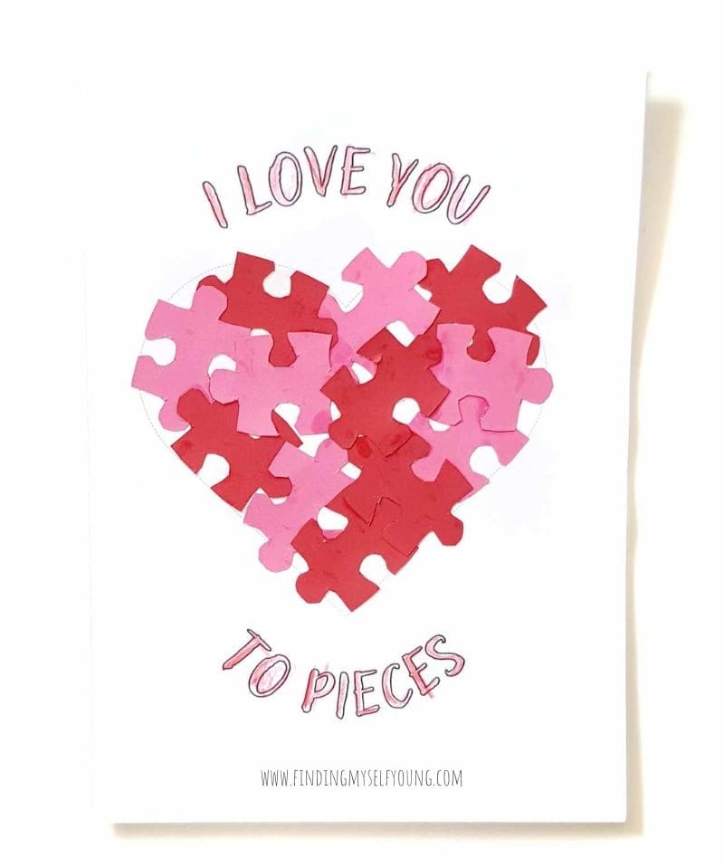 I love you to pieces handmade card.