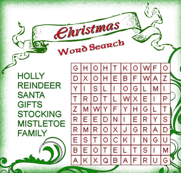 Easy Christmas word search free printable 3