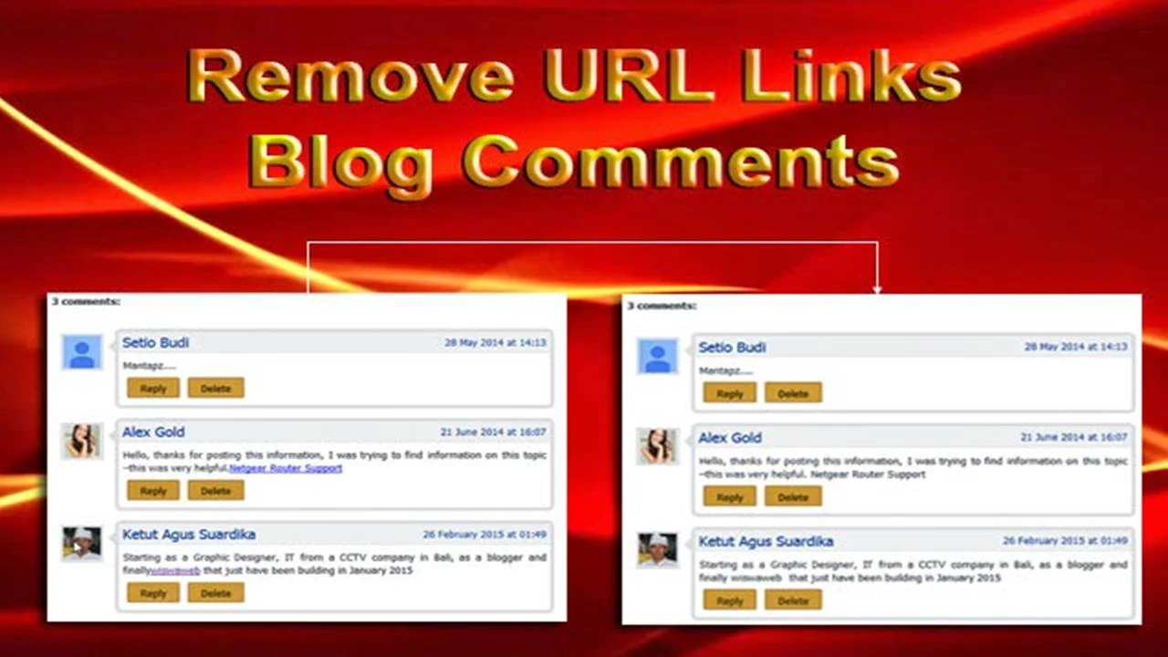 Delete Comments or Remove Content  with Links That Have Been Posted on the Blog