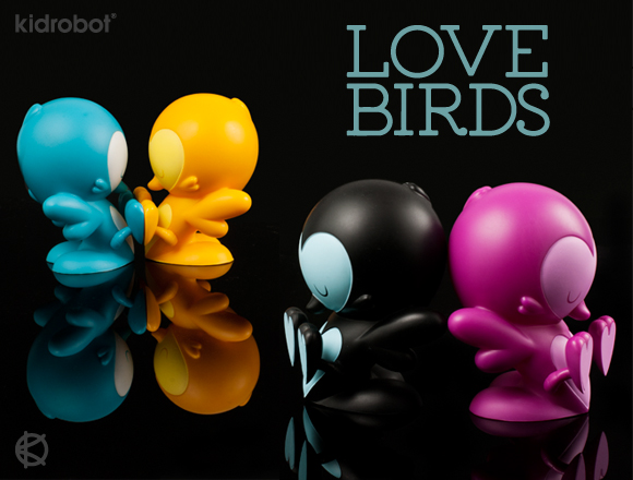 Kidrobot Teal Black Orange Purple Edition Lovebirds Vinyl Figures by 