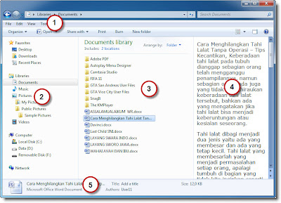 Bagian-Bagian Jendela Windows Explorer