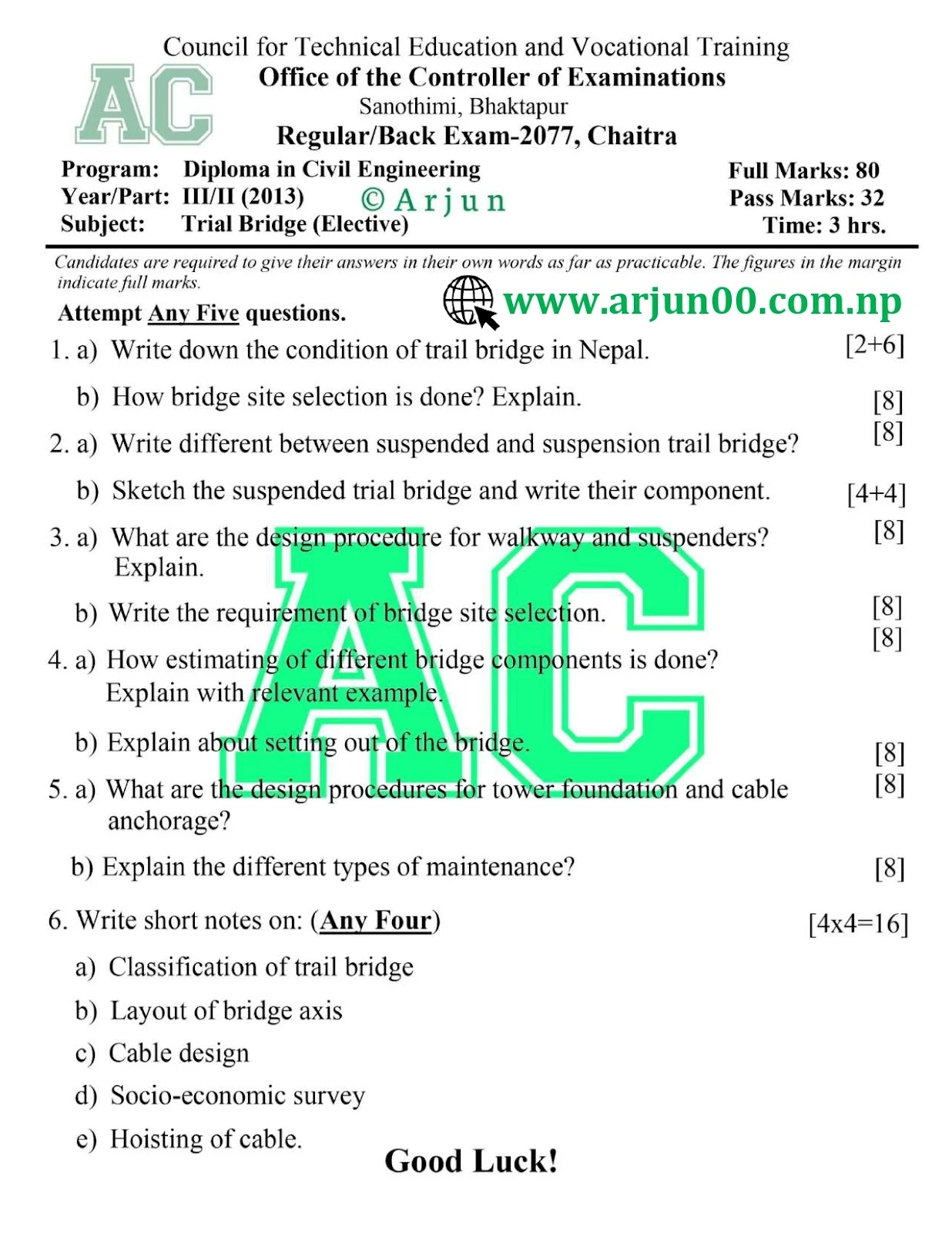 Trail-Bridge-Elective-Question-Bank-2077-Paper-of-Sixth-Semester-Diploma-in-Civil-Engineering-CTEVT-arjun00-www.arjun00.com.np