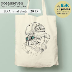 OceanSeven_Shopping Bag_Tas Belanja__Nature & Animal_3D Animal Sketch 20 TX