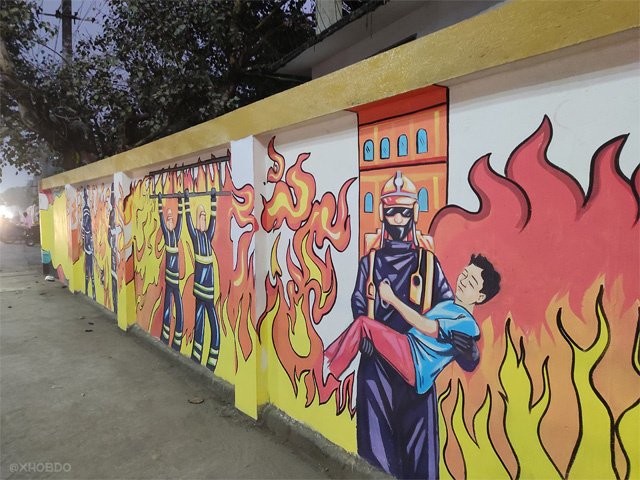 Amazing wall murals of fire-fighters ...