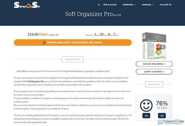 Offre promotionnelle : Soft Organizer Pro  gratuit !