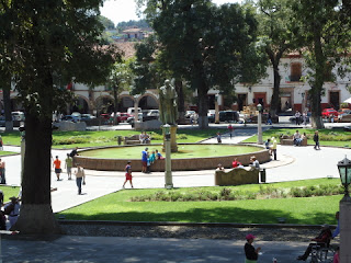 Vista de la Plaza Vasco de Quiroga desde la Mansion Iturbe en Patzcuaro