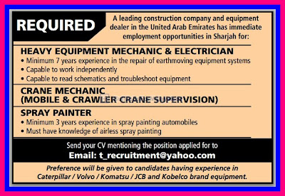 Required for a Construction Company In UAE & Sharjah