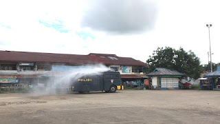 Polres Sekadau kembali menggelar disinfeksi atau penyemprotan disinfektan