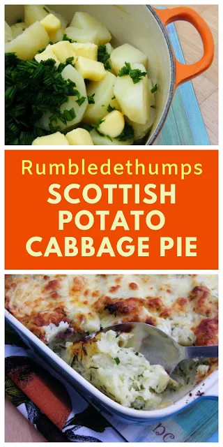 Rumbledethumps or Scottish Potato & Cabbage Pie. A traditional Scottish dish made of potatoes, cabbage and onion, topped with cheese and baked in the oven. #rumbledethumps #potatopie #burnsnight #scottishrecipes #cabbagepie #potatoes #cabbage #vegetarianpie #pie