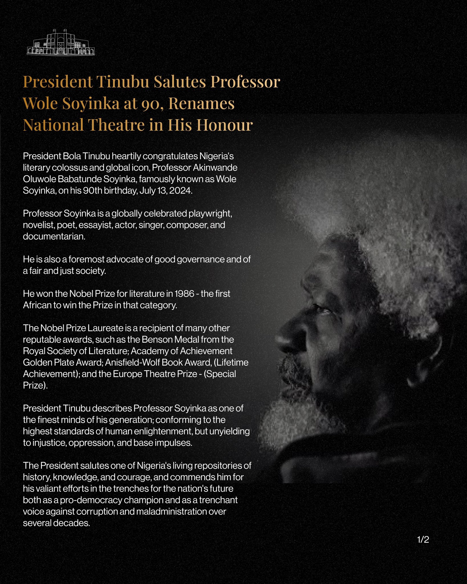 Prof. Woke Soyinka at 90