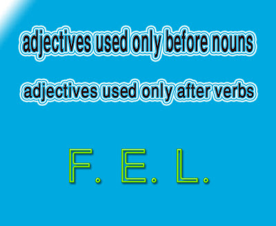 adjectives used only before nouns others used only after verbs