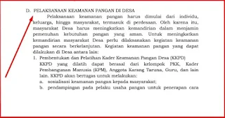 Pelaksanaan Keamanan Pangan Di Desa Dalam Permendes 7/2020