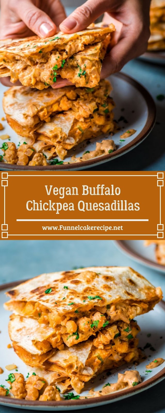 Vegan Buffalo Chickpea Quesadillas