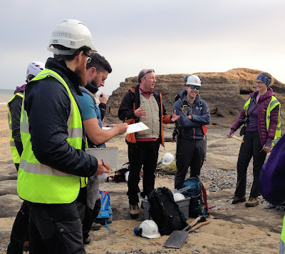 Dr Jon Lee helping us interpret the geology at Happisburgh, Norfolk