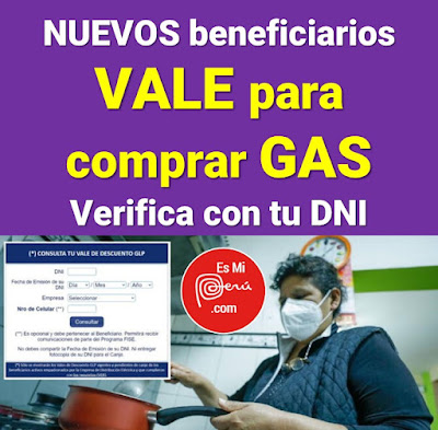 NUEVOS beneficiarios del BONO GAS verifica con DNI