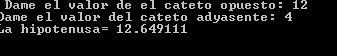 Programa Simple en C++: Programa que calcula la hipotenusa de un triangulo rectangulo