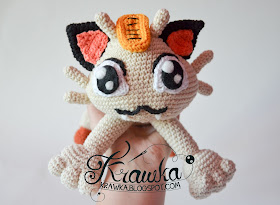 Krawka: Meowth cat pokemon crochet pattern by Krawka. 