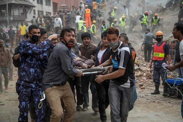 Earthquake Victim Being Rushed to Medical Care