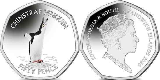 South Georgia and South Sandwich Islands 50 pence 2020 - Chinstrap Penguin