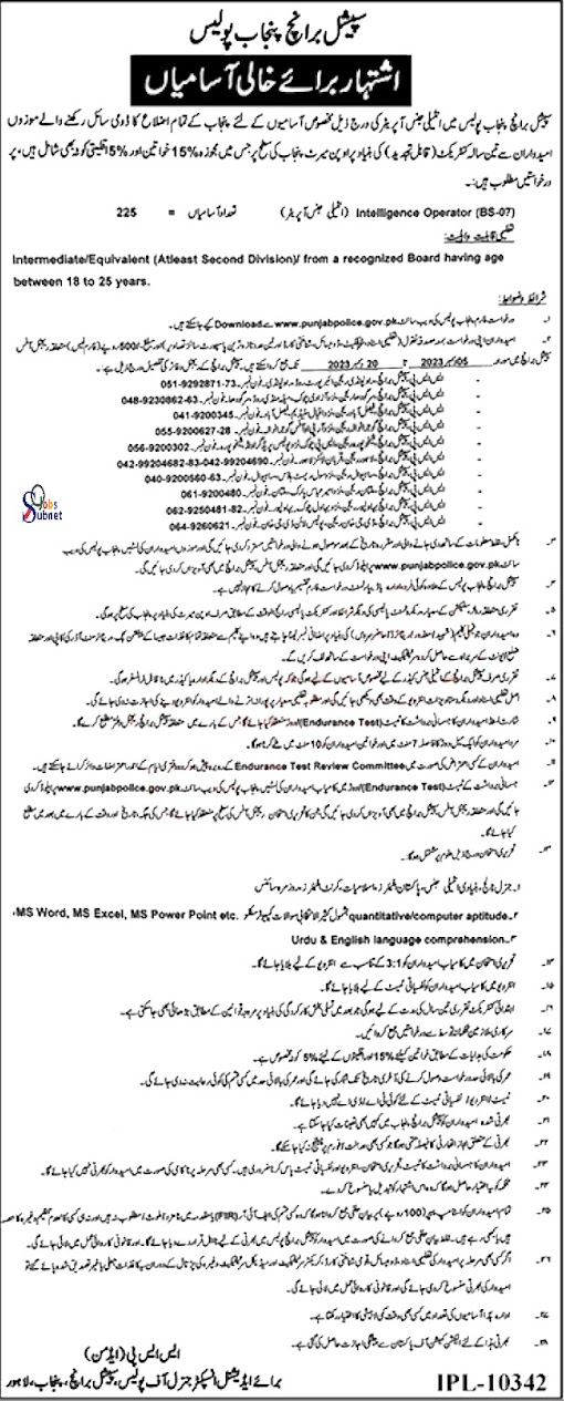 Punjab Police Jobs 2023 – Download Application Form www.punjabpolice.gov.pk