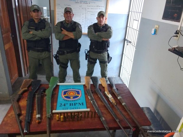 Polícia Militar apreende várias armas de fogo e munições na Zona Rural de Jataúba