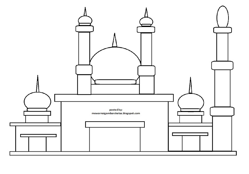 60+ Paling Populer Sketsa Masjid Untuk Diwarnai