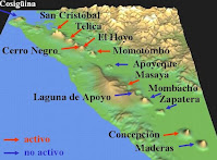 Карта вулканов в Никарагуа