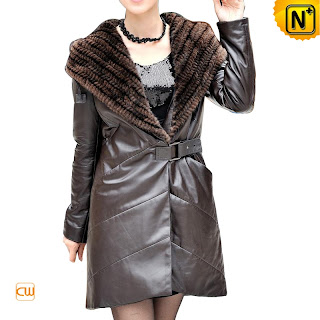 Brown Hooded Leather Coat