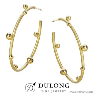 Crown Princess Mary wore Dulong Fine Jewelry Large Delphis Hoop Gold Earrings
