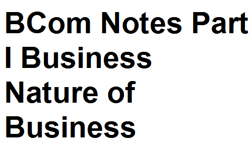 BCom Notes Part I Business Nature of Business